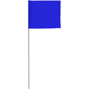 Presco Steel Wire Stake Flags, 2.5” x 3.5” x 18”, Blue, Bundle of 100