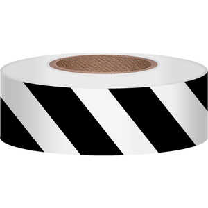 Presco Stripe Vinyl Flagging, Black/White, 1-3/16”W x 300’L