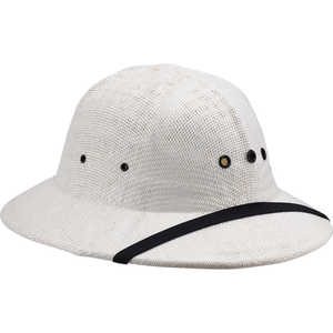Double-Lacquered Straw Pith Helmet, White