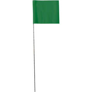 Presco Steel Wire Stake Flags, 2.5” x 3.5” x 15”, Green, Bundle of 100