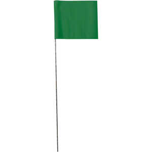 Presco Steel Wire Stake Flags, 2.5” x 3.5” x 15”, Green, Bundle of 100