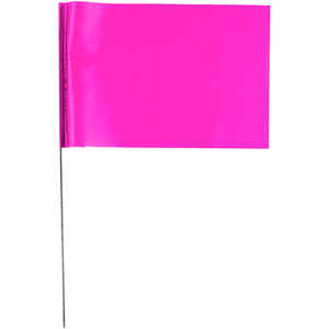 Presco Steel Wire Stake Flags, 4” x 5” x 30”, Pink Glo, Bundle of 100