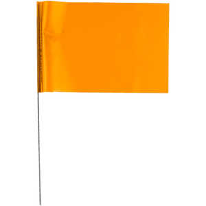 Presco Steel Wire Stake Flags, 4” x 5” x 30”, Orange, Bundle of 100