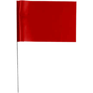 Presco Steel Wire Stake Flags, 4” x 5” x 18”, Red, Bundle of 100