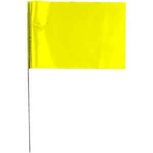 Presco Steel Wire Stake Flags, 4” x 5” x 30”, Yellow, Bundle of 100