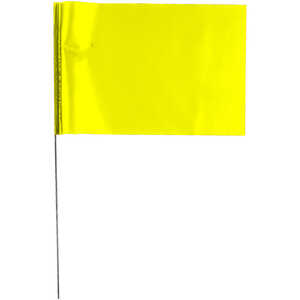 Presco Steel Wire Stake Flags, 4” x 5” x 30”, Yellow, Bundle of 100