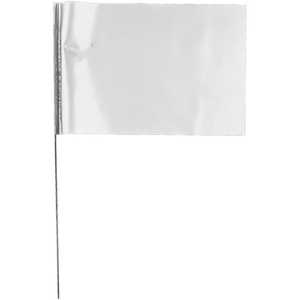 Presco Steel Wire Stake Flags, 4” x 5” x 36”, White, Bundle of 100