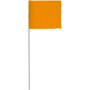 Presco Steel Wire Stake Flags, 2.5” x 3.5” x 30”, Orange, Bundle of 100