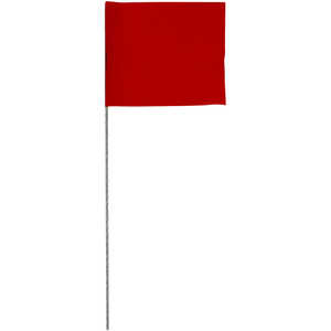 Presco Steel Wire Stake Flags, 2.5” x 3.5” x 21”, Red, Bundle of 100