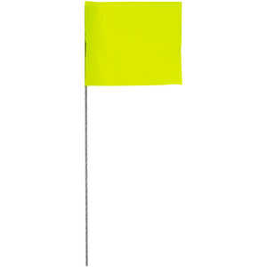 Presco Steel Wire Stake Flags, 2.5” x 3.5” x 36”, Yellow, Bundle of 100