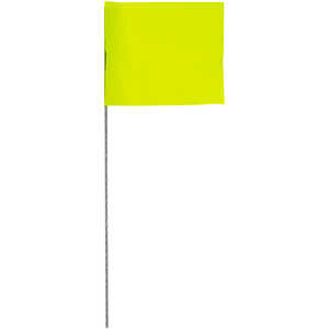 Presco Steel Wire Stake Flags, 2.5” x 3.5” x 21”, Yellow, Bundle of 100