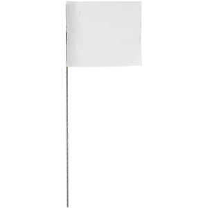 Presco Steel Wire Stake Flags, 2.5” x 3.5” x 36”, White, Bundle of 100