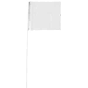 Blackburn PVC Stake Flags, 4” x 5” x 24”, White, Bundle of 100