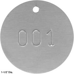 Round Aluminum Tags, Numbered, 1-1/2” Dia., 1-1,000