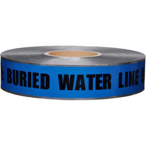 Presco 5 mil Detectable Tape, CAUTION Buried Water Line Below, 2˝ x 1000´