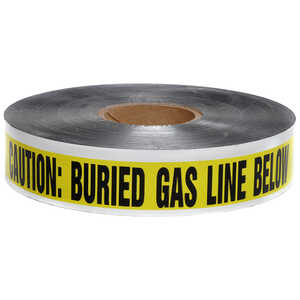 Presco 5 mil Detectable Tape, CAUTION Buried Gas Line Below, 2˝ x 1000´