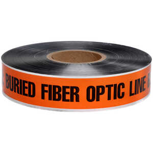 Presco 5 mil Detectable Tape, CAUTION Buried Fiber Optic Cable Below, 2˝ x 1000´