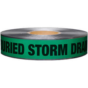 Presco 5 mil Detectable Tape, CAUTION Buried Storm Drain Line Below, 2˝ x 1000´
