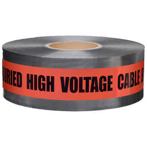 Presco 5 mil Detectable Tape, CAUTION Buried High Voltage Line Below, 3˝ x 1000´