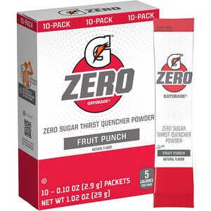 Gatorade Zero Powder Packs, Fruit Punch, Pack of 10