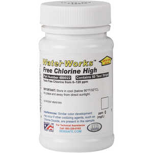 Free Chlorine Test Strips, 1-120 ppm, Bottle of 50