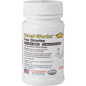 Free Chlorine Test Strips, 0-25 ppm, Bottle of 50