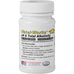pH/Total Alkalinity Test Strips, 6-9/0-360 ppm, Bottle of 50