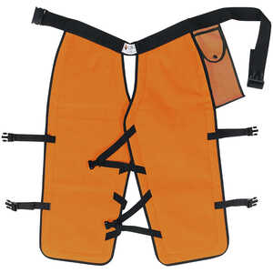 Sawbuck Four-Ply Para-Aramid Standard Coverage Chain Saw Chaps, 28˝ L, Safety Orange