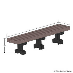 Park Bench, 6’L, Brown