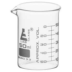 Low Form Graduated Glass Beakers, 50 ml Capacity