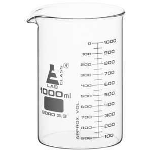 Low Form Graduated Glass Beakers, 1,000 ml Capacity, 50 ml Graduations, 50 ml to 1,000 ml Graduation Range