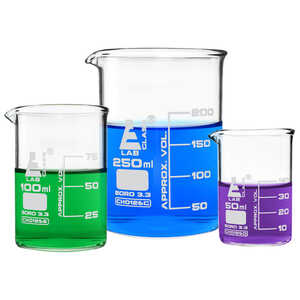 Eisco Labs Glass Beakers, Set of 3
