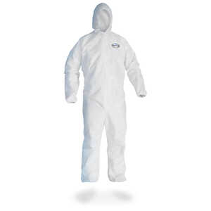 KleenGuard A30 Breathable Splash & Particle Protection Coveralls
<br /><h5>With elastic wrists, ankles, and hood.</h5>