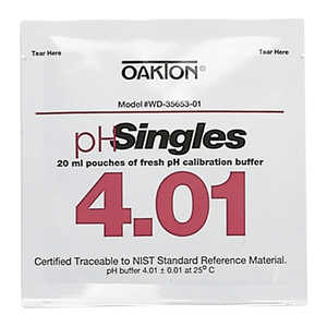 Oakton pH Calibration Singles, pH 4.01, 20 ml Pouches, Box of 20
