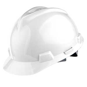 MSA V-Gard Slotted Cap w/Staz-On Susp., White