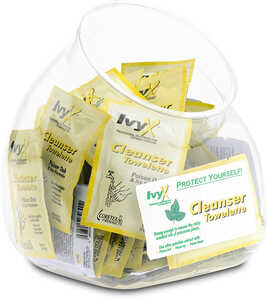 IvyX Post Contact Skin Cleanser, Dispenser Fish Bowl of 50 Packets