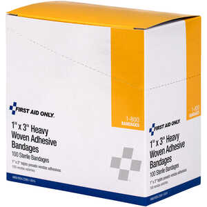 First Aid Only Fabric Strip Bandages, 1˝ x 3˝, Box of 100