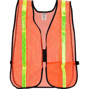 Mesh Safety Vest with Gloss Reflective Tape, Orange