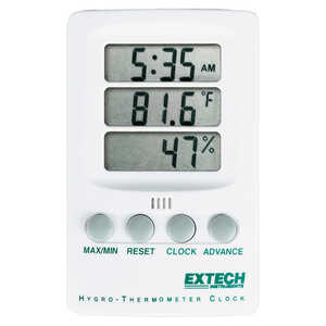 Extech Thermo-Hygrometer Max-Min Clock
