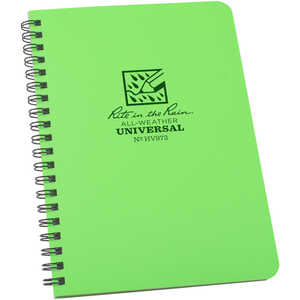 No. HV973 – Universal, Hi-Viz Green Cover, Rite in the Rain Side Spiral Notebook
