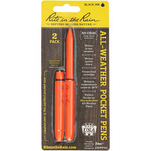 Rite in the Rain All-Weather Pokka Pen, No. OR92, Black Ink, Pack of 2