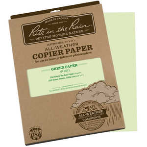 Rite in the Rain Copier Paper, Green, 8-1/2” x 11”