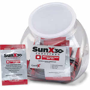 Sun-X SPF 30+ Broad Spectrum Sunscreen, Fish Bowl of 50 Single-Use Pouches
