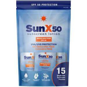 Sun-X SPF 50 Broad Spectrum Sunscreen, Pack of 15 1/4 oz. Packets