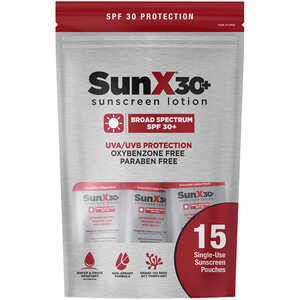 Sun-X SPF 30+ Broad Spectrum Sunscreen, Pack of 15 1/4 oz. Packets