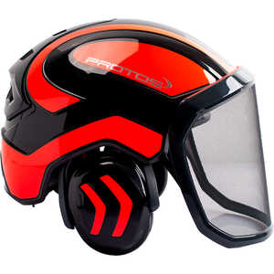 Pfanner Protos Integral Arborist Helmet, Black/Neon Red