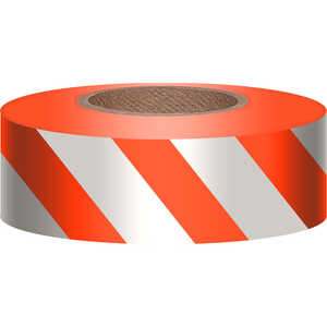 Presco Stripe Vinyl Flagging, Orange/Silver Reflective, 1-3/16”W x 150’L