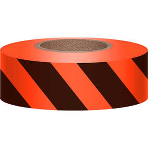 Orange Glo/Black, Presco Stripe Vinyl Flagging, 1-3/16”W x 150’L