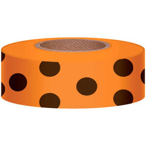 Polka-Dot Vinyl Flagging, Black Dot on Orange, 1-3/16” x 300’