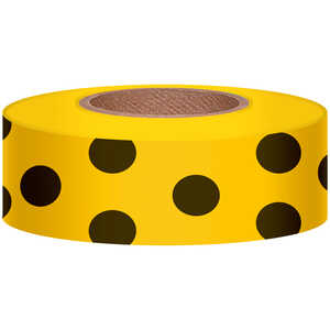 Polka-Dot Vinyl Flagging, Black Dot on Yellow, 1-3/16” x 300’